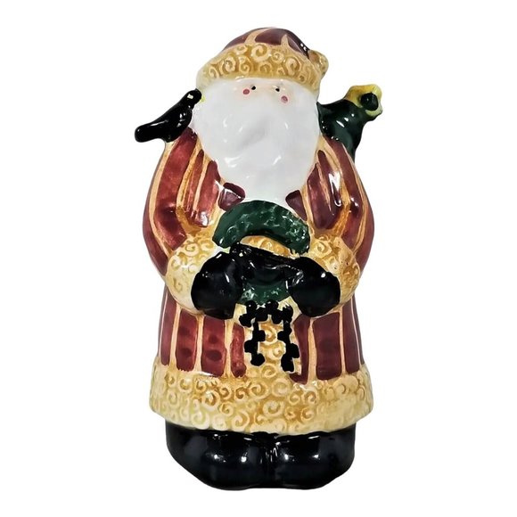 Christmas Sakura 1997 Santa's Retweet Earthenware Salt & Pepper by Debbie Mumm - Picture 3 of 6
